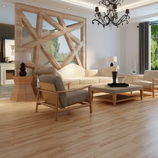 Rustic barnwood vinyl flooring in a cozy country-style