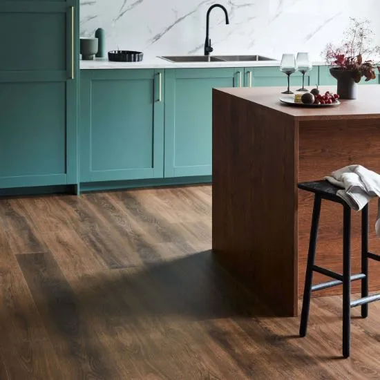 Modern kitchen with sleek engineered wood floors