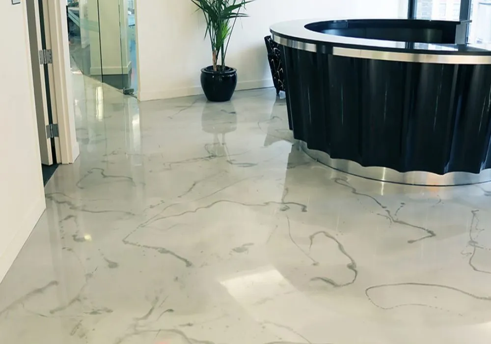 Seamless epoxy floor with a deep black finish