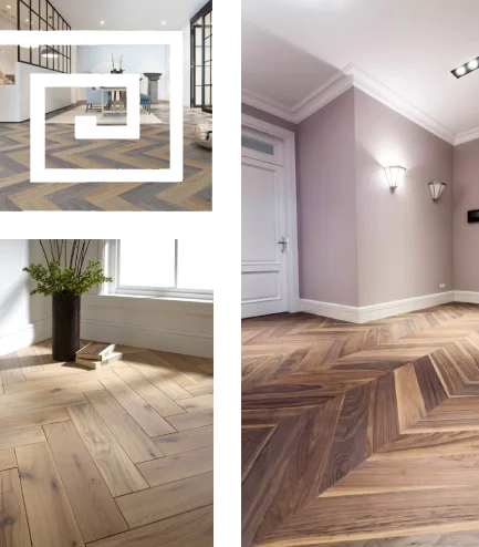 Classic parquet wood design in a living room