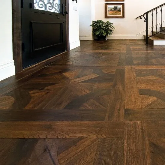 Beautiful herringbone parquet flooring close-up