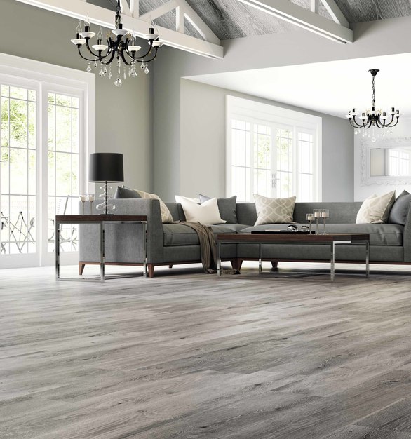 Custom SPC flooring with contemporary wood design and durable finish