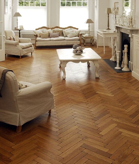 Premium wooden Parquet Flooring Installaed in Chervon Pattern