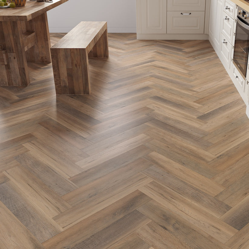 Brescia Oak Grey Herringbone SPC Vinyl Flooring