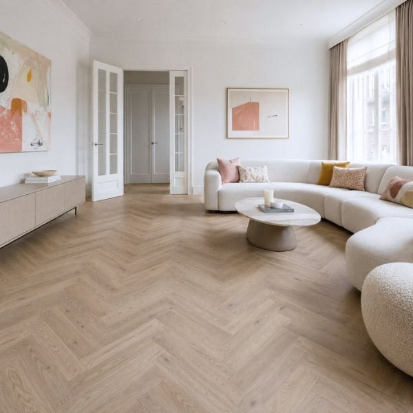 Apartment herringbone floor