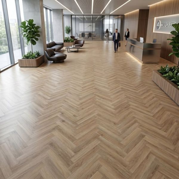 Commercial Space herringbone floor