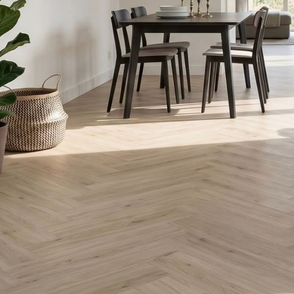 Dining Room herringbone flooring