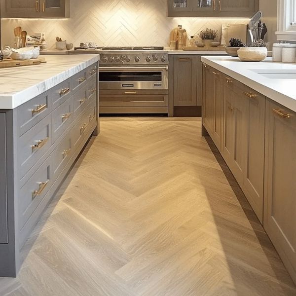 Kitchen herringbone floor