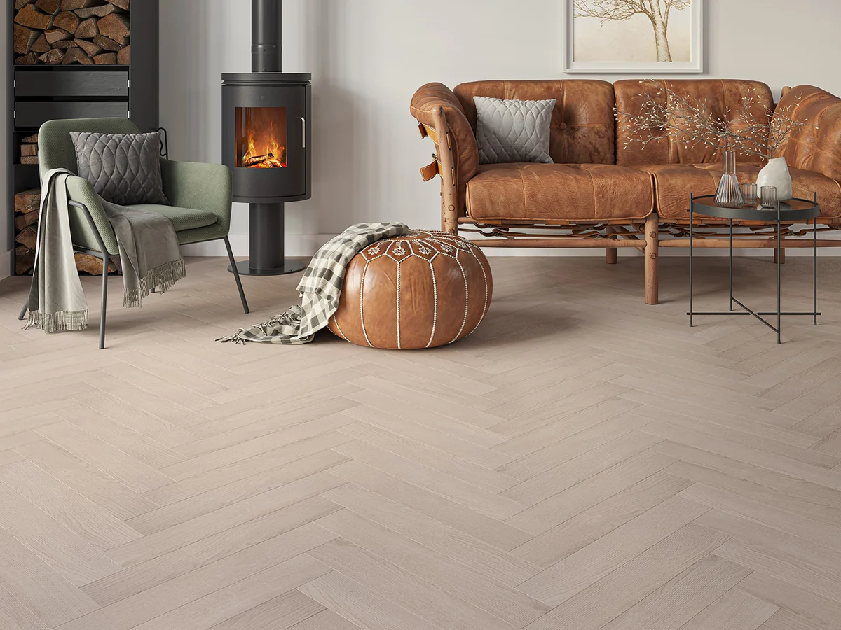 Light Ash Herringbone Flooring